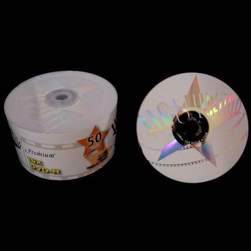 Premium DVD-R 16X Silver MatteTop, Clear Hub